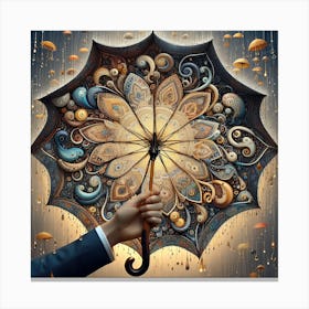 Umbrella In The Rain Canvas Print