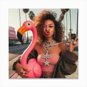 Pink Flamingo Baddie Canvas Print