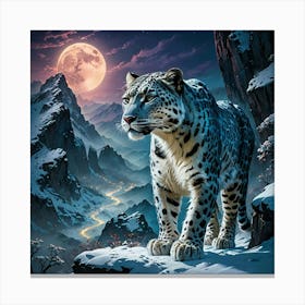 Snow Leopard In The Snow 1 Canvas Print