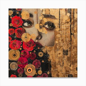 Roses And Gold Canvas Print