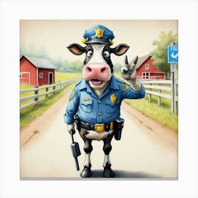 Cow Police Officer Canvas Print