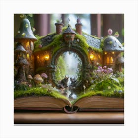 Fairy House In A Book Canvas Print