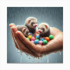 Ferrets In Rain Canvas Print