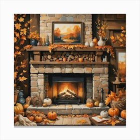 Autumn Fireplace 1 Canvas Print