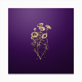 Gold Botanical Hoary Diplopappus Flower on Royal Purple n.1913 Canvas Print