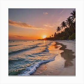 Setting Sun by the Beach Canvas Print