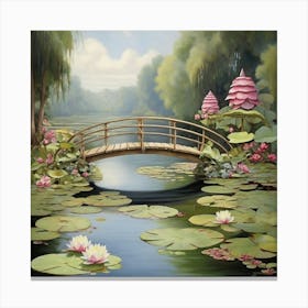 Water Lily Bridge 1 Art Print 3 1 Canvas Print