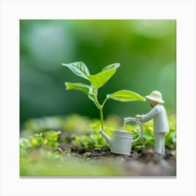 Watering A Plant Canvas Print