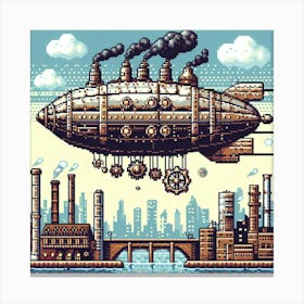 8-bit steampunk airship Canvas Print