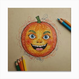 Halloween Pumpkin Drawing 1 Canvas Print