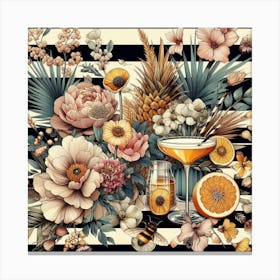 Hibiscus And Oranges Canvas Print