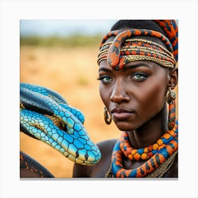 Ethiopian Woman With Snake Canvas Print