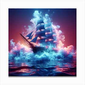 Luminous sailboats amid thick smoke Canvas Print