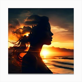 Sunset Portrait Of A Woman Canvas Print