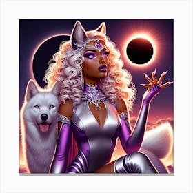 Afrovampyre and White Wolf Solar Eclipse 1 Canvas Print