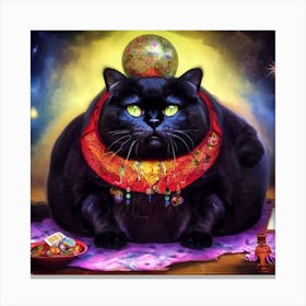 Black Cat With Crystal Ball 6 Canvas Print