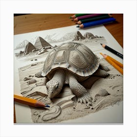 3d Turtle Drawing Canvas Print