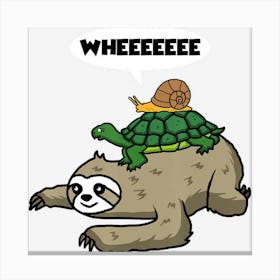 Sloth Sloth Turtle Snail Canvas Print