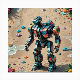 Robot On The Beach Canvas Print