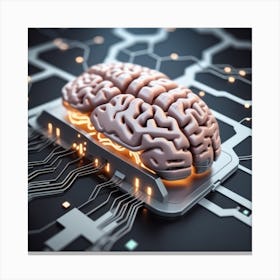 Brain On A Circuit Board Canvas Print