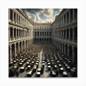Courtyard Full Of People Canvas Print