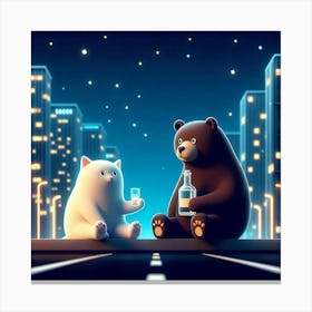 Bear And Cat Canvas Print
