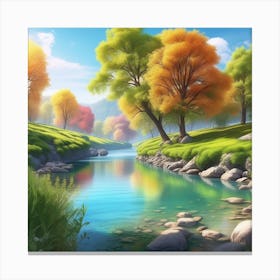 River In The Forest 77 Canvas Print