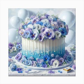 Blue Pansy Cake 1 Canvas Print