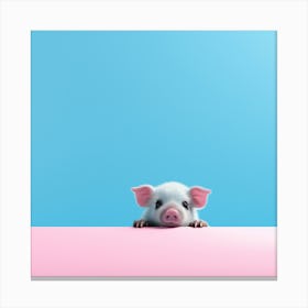 Pig On A Table peeks out Canvas Print