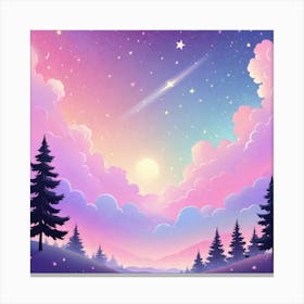 Sky With Twinkling Stars In Pastel Colors Square Composition 195 Canvas Print