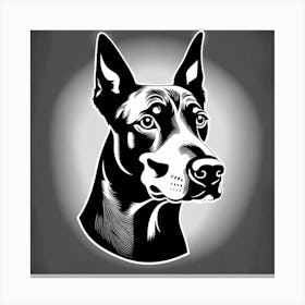 Doberman Pinscher, Black and white illustration, Dog drawing, Dog art, Animal illustration, Pet portrait, Realistic dog art Canvas Print