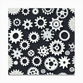 Gears On A Black Background 16 Canvas Print