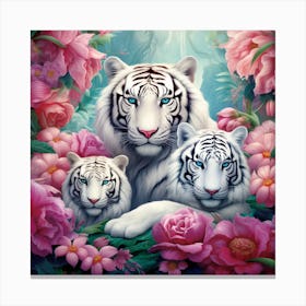 White Tiger Family Canvas Print