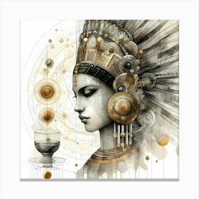 Atztec Culture Beauty And A Glas Creative Illustration Canvas Print