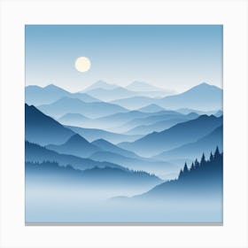 Misty mountains background in blue tone 29 Canvas Print