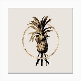 Gold Ring Pineapple Glitter Botanical Illustration Canvas Print