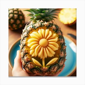 Pineapple With A Flower 2 Canvas Print
