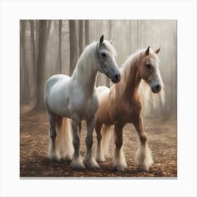 Horses In The Forest Canvas Print