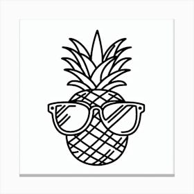 Pineapple with Sunglasses: A Pop Art Line Art Canvas Print