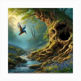 Kingfisher In The Forest 15 Canvas Print