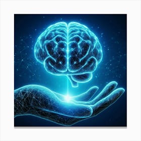 Hand Holding A Brain Canvas Print