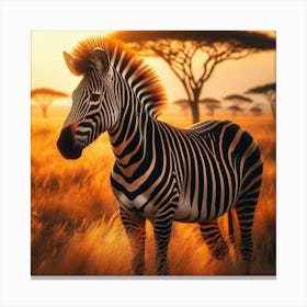 Zebra In The Savannah 1 Canvas Print