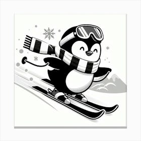 Penguin Skiing 2 Canvas Print