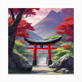 A Traditional Japanese Torii Gate Painted Canvas Print