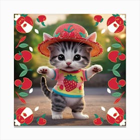 Strawberry Kitten 1 Canvas Print