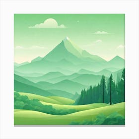 Misty mountains background in green tone 17 Canvas Print