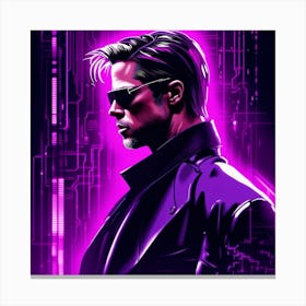 Brad Pitt in Cyberpunk Neon Canvas Print