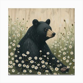 Black Bear Fairycore Painting 3 Canvas Print