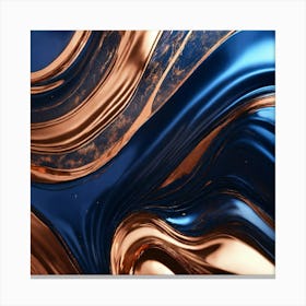 Abstract Dark Blue and Copper Marble Canvas Print