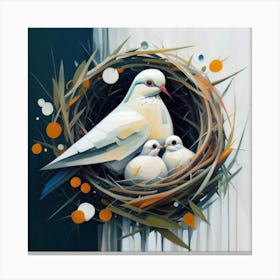 Doves In Nest Canvas Print